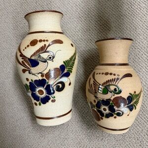 Elegant Ceramic Vases with Bird and Floral Motif